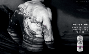 man with projection of wave on his back